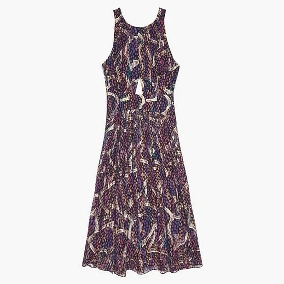 NWT REISS | $465 Tammy Lamé Printed Midi Dress - Picture 6 of 6